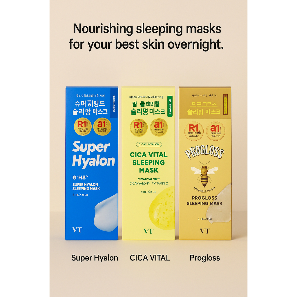 [Daiso Korea] VT COSMETICS Sleeping Mask (4ml × 6 miếng) | Super Hyalon / CICA VITAL / Progloss