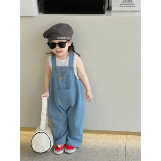  Yếm jean yếm bò bé trai bé gái unisex quần yếm jeans dài vintage ống suông rộng 1 đến 7t Siri kids 
