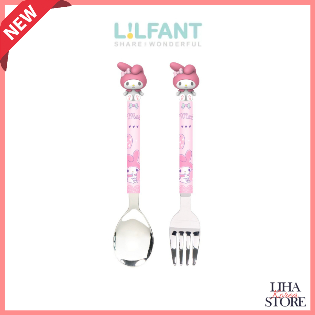 Lilfant Sanrio My Melody Muỗng + Nĩa BỘ My Melody Nhân Vật Hành Động Thìa & Nĩa