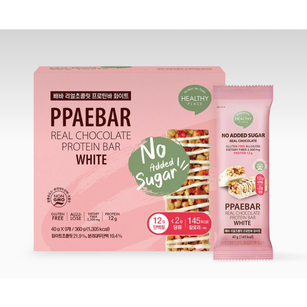[Ppaebar] * Han So Hee 's Pick * Thanh protein Ppaebar trắng 145kcal 40g x 9ea mỗi hộp / Thanh prote