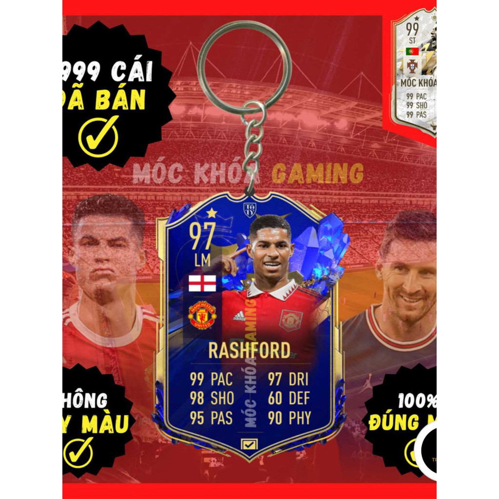 Móc Khóa Rashford - móc khóa thẻ cầu thủ
