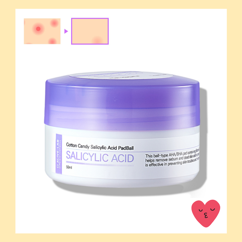 [ALIVE LAB] Cotton Candy Salicylic Acid Peeling Pad Ball – BHA Deep Pore & Exfoliating Care 50ml