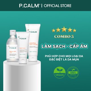 Set Nước hoa hồng 200ml + Sữa rửa mặt trị mụn đầu đen 150ml + Kem dưỡng ẩm 80ml P.CALM