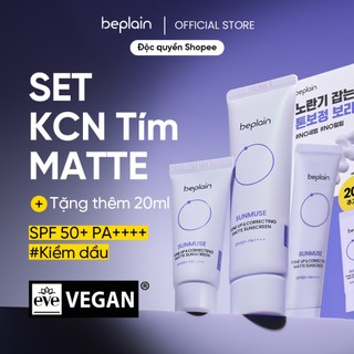   Beplain Chính Hãng   Size lớn 70ml  Kem chống nắng BEPLAIN Sunmuse lai Vật Lý & Hoá Học Nâng Tone & Hiệu chỉnh da Matte Mịn lì SPF 50+ PA++++ 50ml + 20ml 