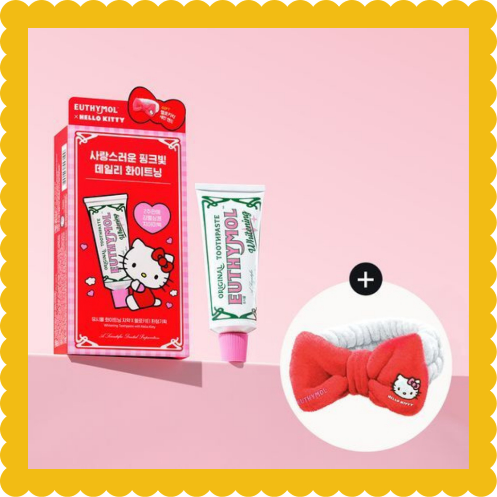 (+ Băng Đô Quấn Tóc Hello Kitty) [EUTHYMOL] Kem Đánh Răng Làm Trắng Da 106g
