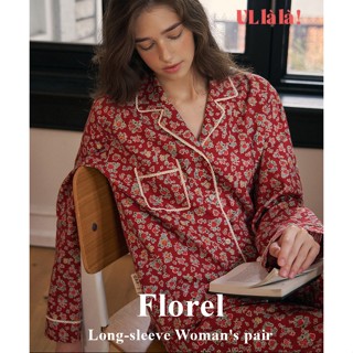 [MALL CHÍNH HÃNG] ( 24275WPLLN) ULLALA PYJAMAS Florel Set bộ đồ ngủ mặc nhà nữ hoa nhí đỏ Freesize