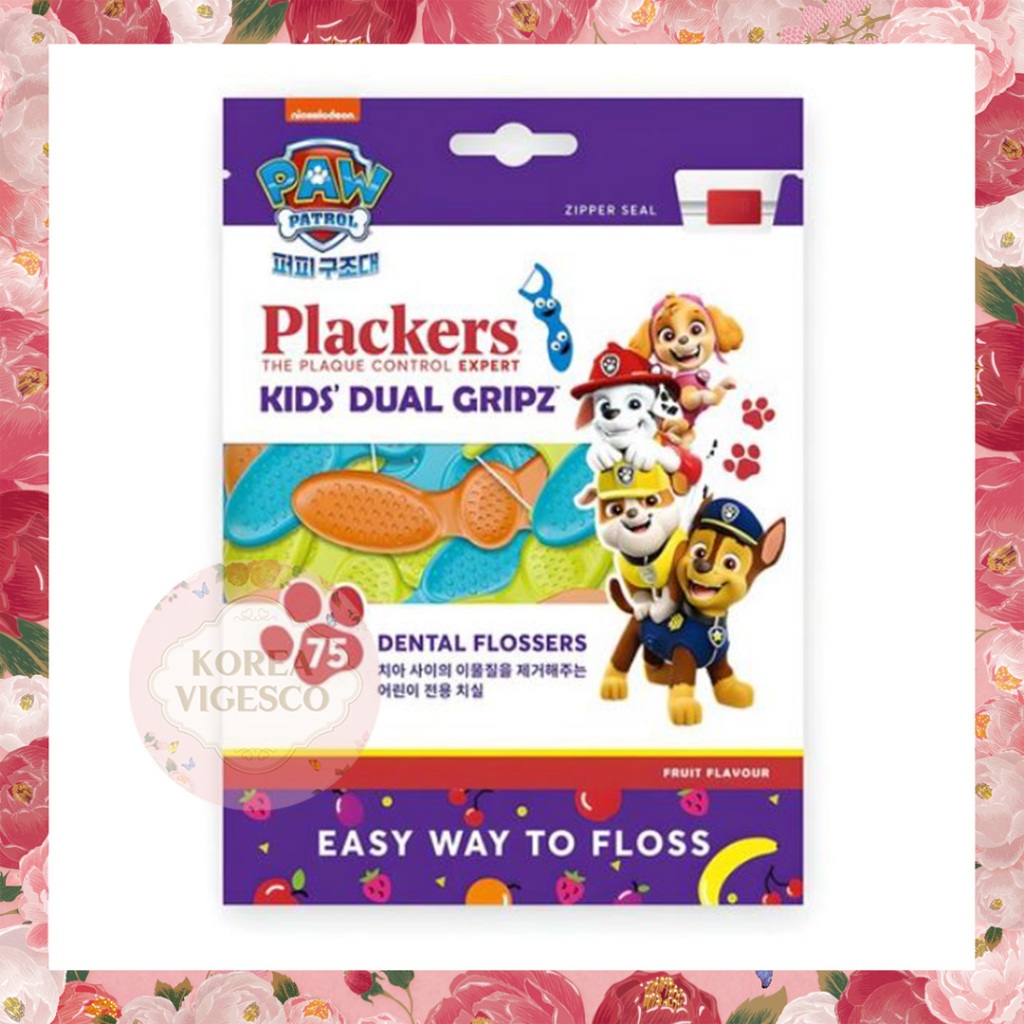 Plackers Kid 's Dual Gripz Dental Flosser, Fruit Smoothie Swirl 75 Count