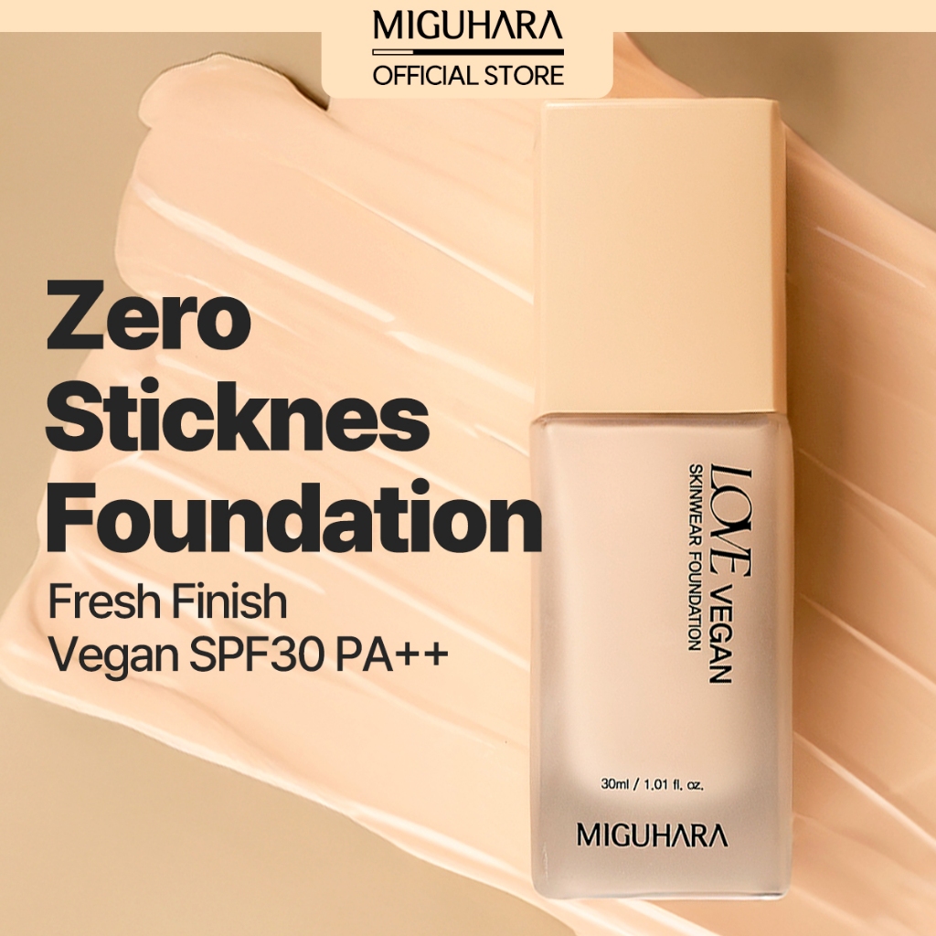 Miguhara Love Vegan Skinwear Foundation SPF30 PA + + + #21 Màu be nhạt, bao gồm vết thâm da và những
