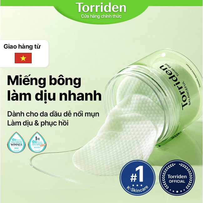 [Torriden Chính Hãng] Toner Pad Hàng Ngày Balanceful Cica, 180Ml, 60 Miếng, Toner Pad