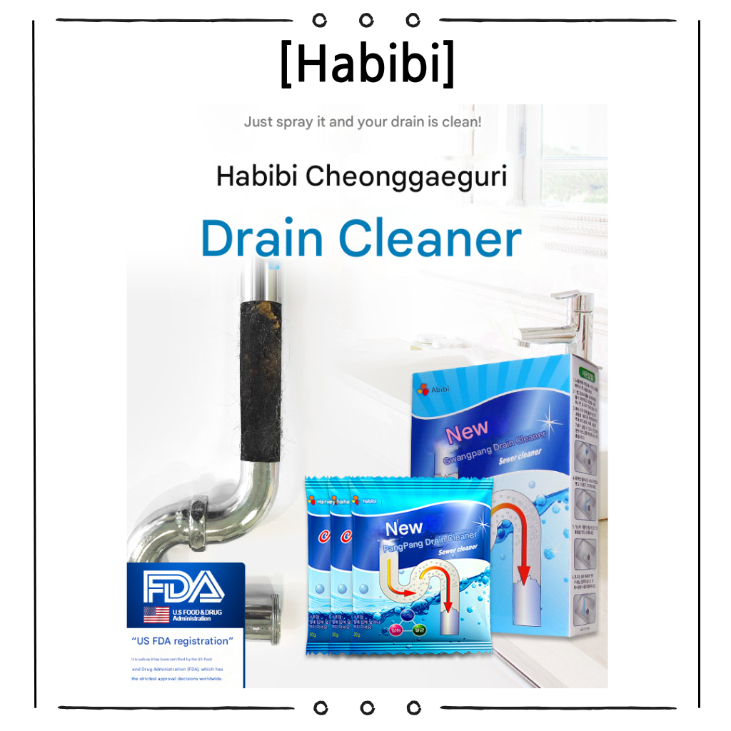 Máy làm sạch cống ếch xanh HABIBI 1 gói (3 chiếc) | Chất tẩy tắc nghẽn bồn rửa và cống tạo bọt mạnh 