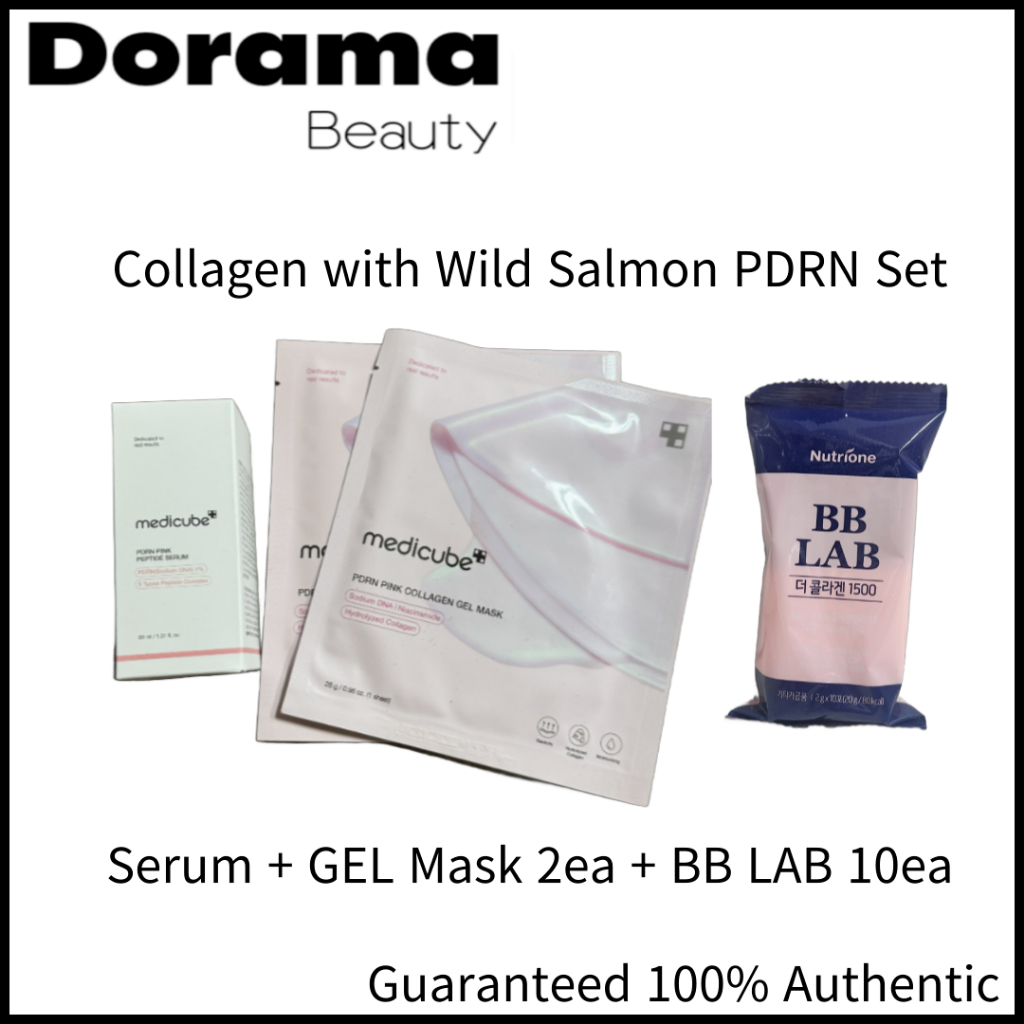 Medicube Salmon PDRN Pink Peptide Serum 30ml, với Nutrione BB Lab The Collagen 1500 (10 que) và Bộ m