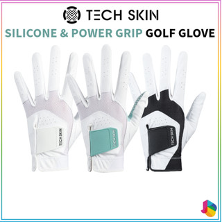 [TECH SKIN] Găng tay chơi gôn Mesh & Silicone Power Grip (Trái & Phải) - Trắng / Đen / Màu bạc hà