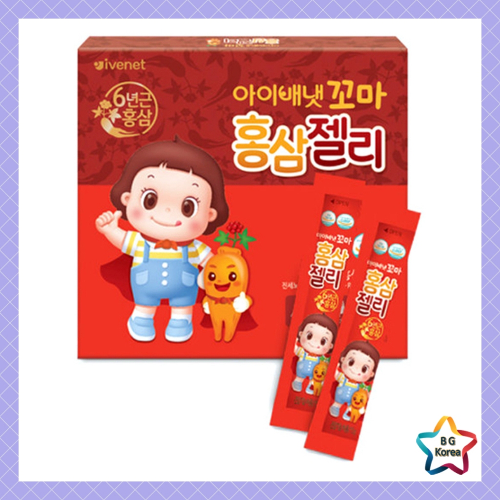 [Ivenet] Thạch nhân sâm đỏ Hàn Quốc cho trẻ em 15g x 10 que / Que thạch / Trẻ em nhai được