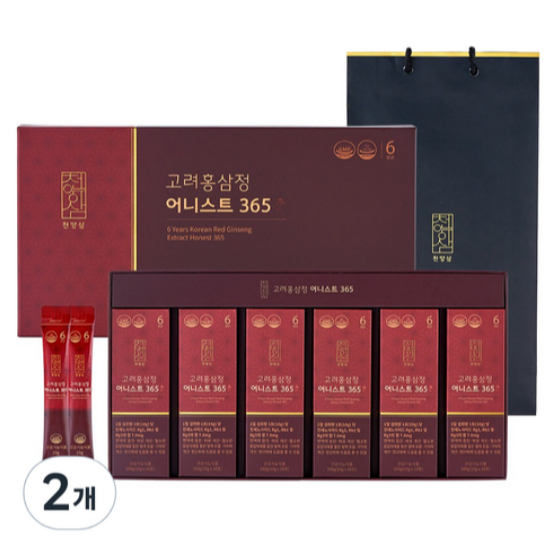 Cheonyangsam 6 tuổi Goryeo Red Samjeong Ernest 365 Red Ginseng Stick 60 túi Bộ quà tặng + Túi mua sắ