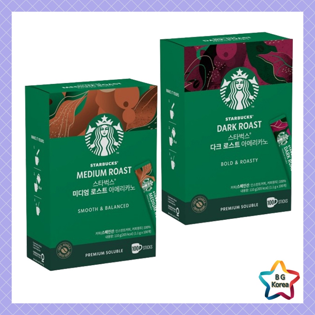 Cà phê hòa tan cao cấp Starbucks / rang đen hoặc rang trung bình Americano / 1,1g x 100 que