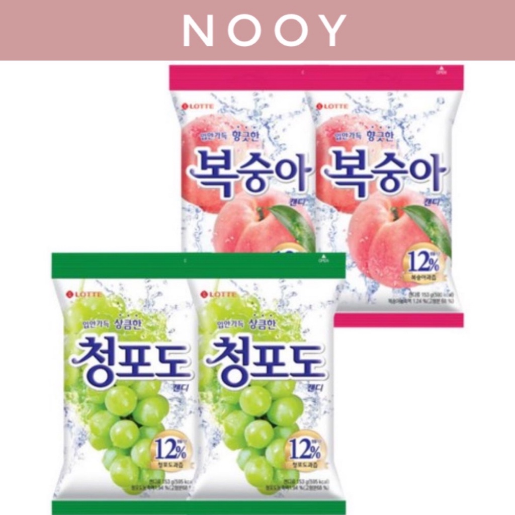[Lotte] 1 + 1 Kẹo Nho & Đào Xanh Hàn Quốc 153g 2ea Kẹo Hàn Quốc