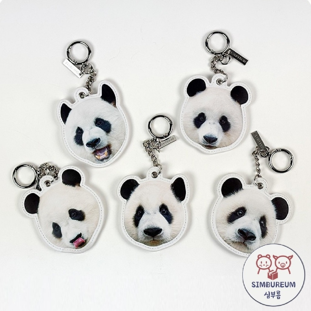 [Everland] Korea Officials Panda Bao Family Face Mini Mirror Keychain ; Móc khóa gương Mini mặt gia 