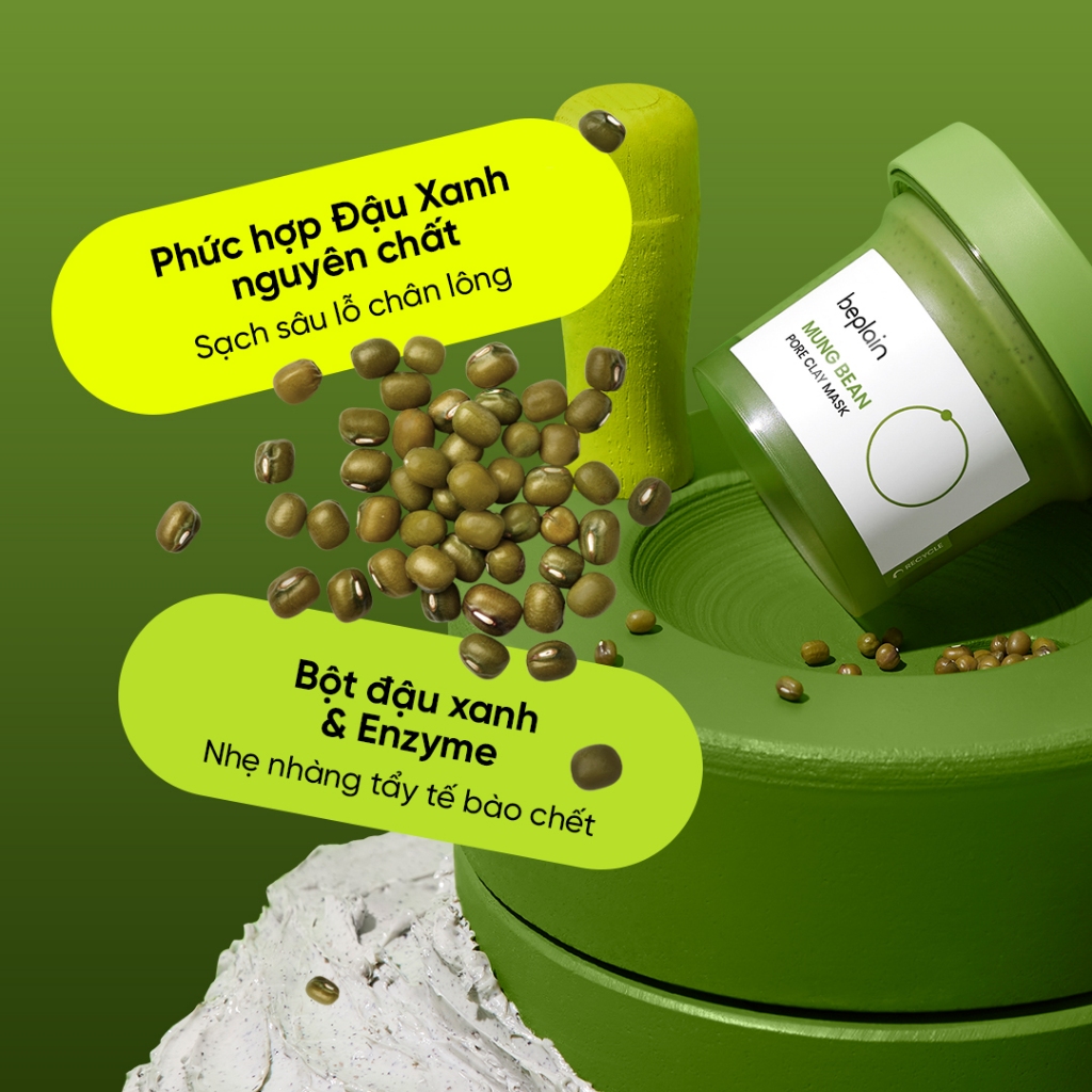 [Beplain Chính Hãng] [Combo Độc Quyền] Mặt nạ đất sét BEPLAIN 120ml chiết suất đậu xanh  & Kem dưỡng Peptide Đậu Xanh 60ml | BigBuy360 - bigbuy360.vn
