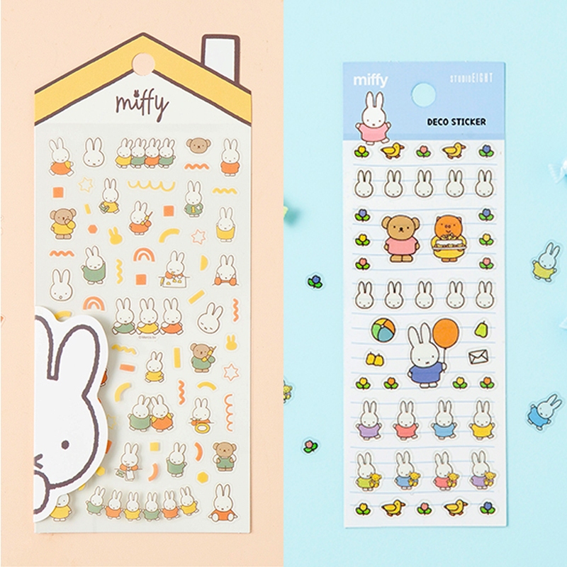 Miffy PVC Clear Sticker Trang trí lấp lánh có thể tháo rời Văn phòng phẩm Hàn Quốc