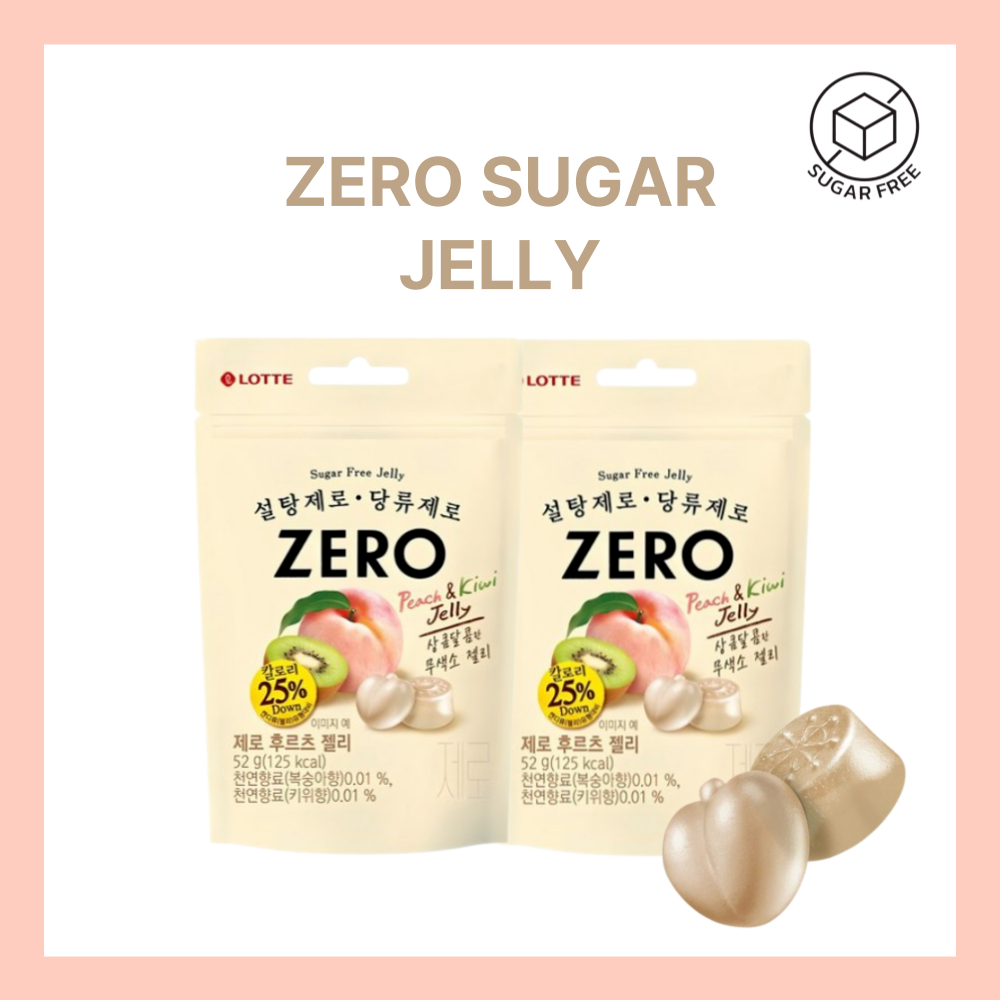 LOTTE ZERO SUGAR FREE Fruit Peach & Kiwi Sweet Jelly Mini 104g 238g