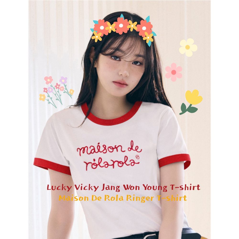 Áo thun trẻ Lucky Vicky Jang Won, Áo thun Rola Maison De Pola Ringer Áo thun nổi tiếng Hàn Quốc, Áo 