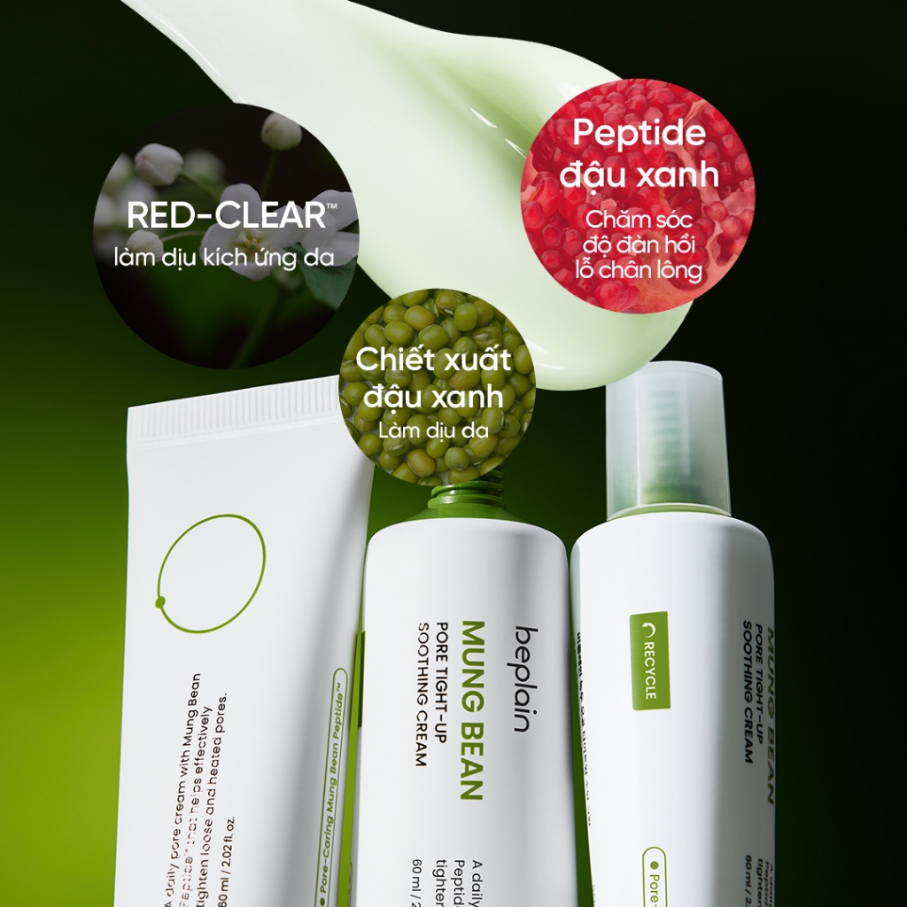 [Beplain Chính Hãng] [Combo Độc Quyền] Mặt nạ đất sét BEPLAIN 120ml chiết suất đậu xanh  & Kem dưỡng Peptide Đậu Xanh 60ml | BigBuy360 - bigbuy360.vn