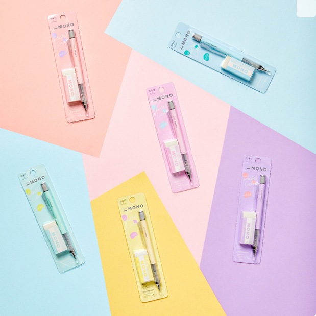 [Tombow] Bút chì cơ khí MONO GRAPH 0,5mm & MONO Eraser PASTEL SET / 6 màu