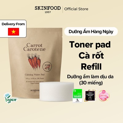 [SKINFOOD Official] Túi refill 30 miếng bông cà rốt / làm dịu mẩn đỏ và mát da / Carrot Carotene Calming Water Pad Refill Pack / Toner Pad