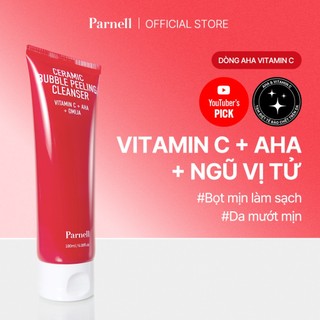   Parnell Chính hãng  Sữa rửa mặt ngũ vị tử AHA tẩy tế bào chết hỗ trợ giảm mụn đầu đen làm sáng da Parnell Aha Omija Ceramic Bubble Peeling Cleanser 180ml 