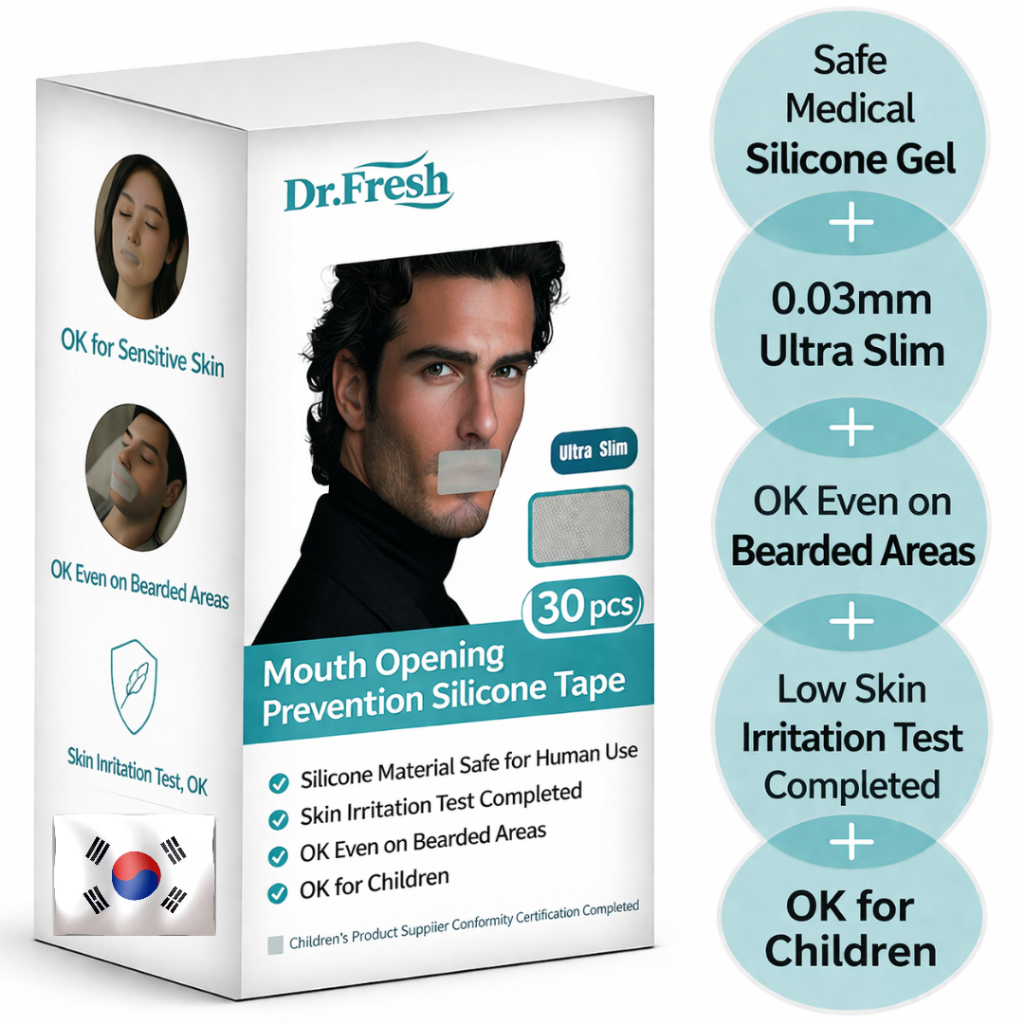 Dr.Fresh Ultra Slim Silicone Mouth Tape 0,03mm Sleep Lip Patch Hỗ trợ hơi thở Keo nhẹ nhàng 30 chiếc