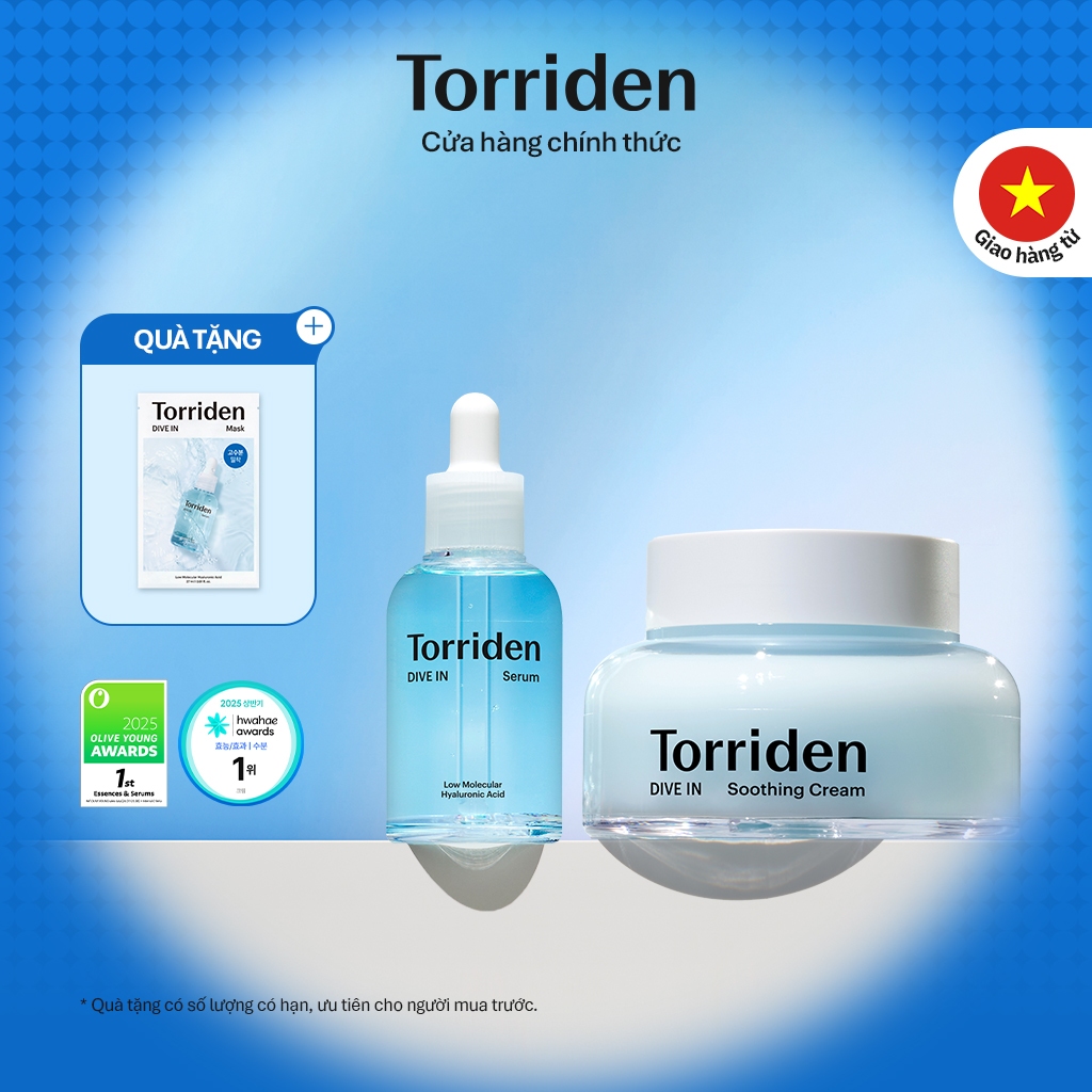   Torriden Chính hãng   SET  Serum và kem dưỡng làm dịu da DIVE IN 50ml+100ml 