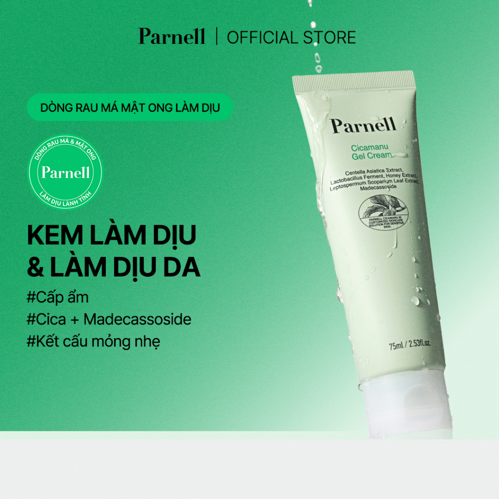 [Parnell Chính hãng] Kem gel phục hồi, cấp ẩm, dịu da nhạy cảm chiết xuất rau má, mật ong Parnell Ci