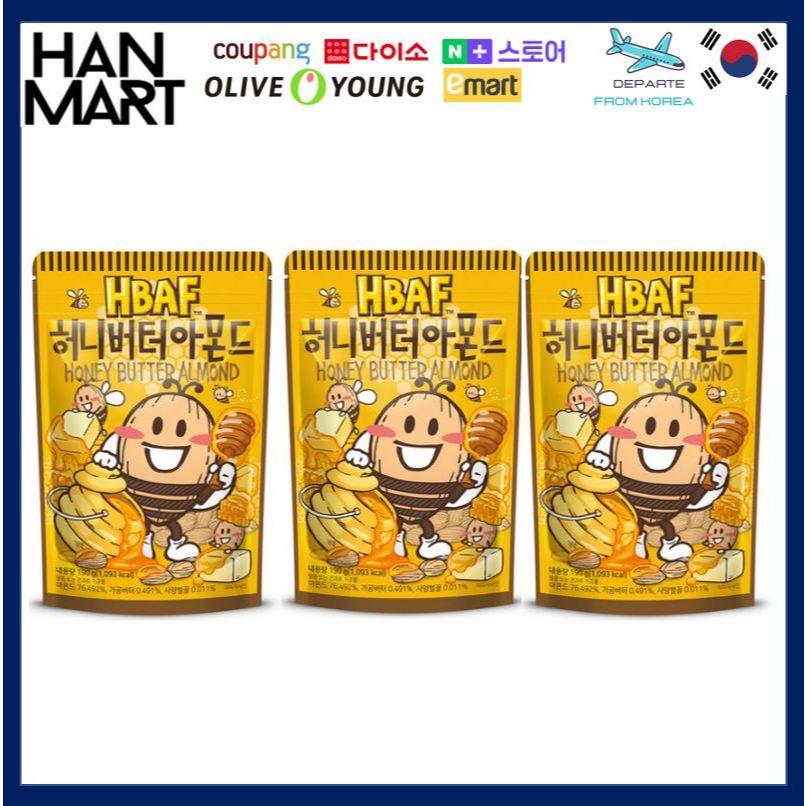 Snack Hạnh Nhân Hàn Quốc - Hạt Bơ Mật Ong 190g X3 ea