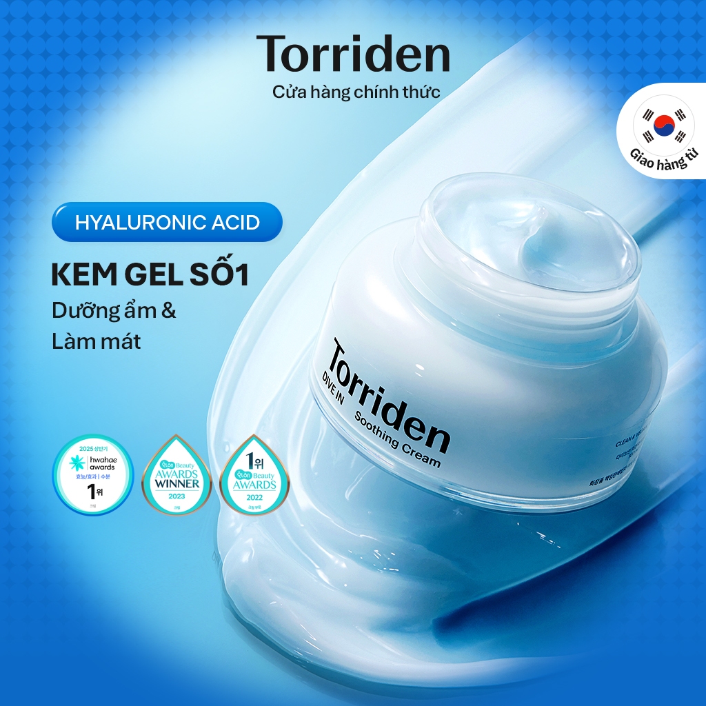   Torriden Chính hãng  Kem dưỡng làm dịu da DIVE IN chứa Hyaluronic Acid 100ml Soothing Cream 