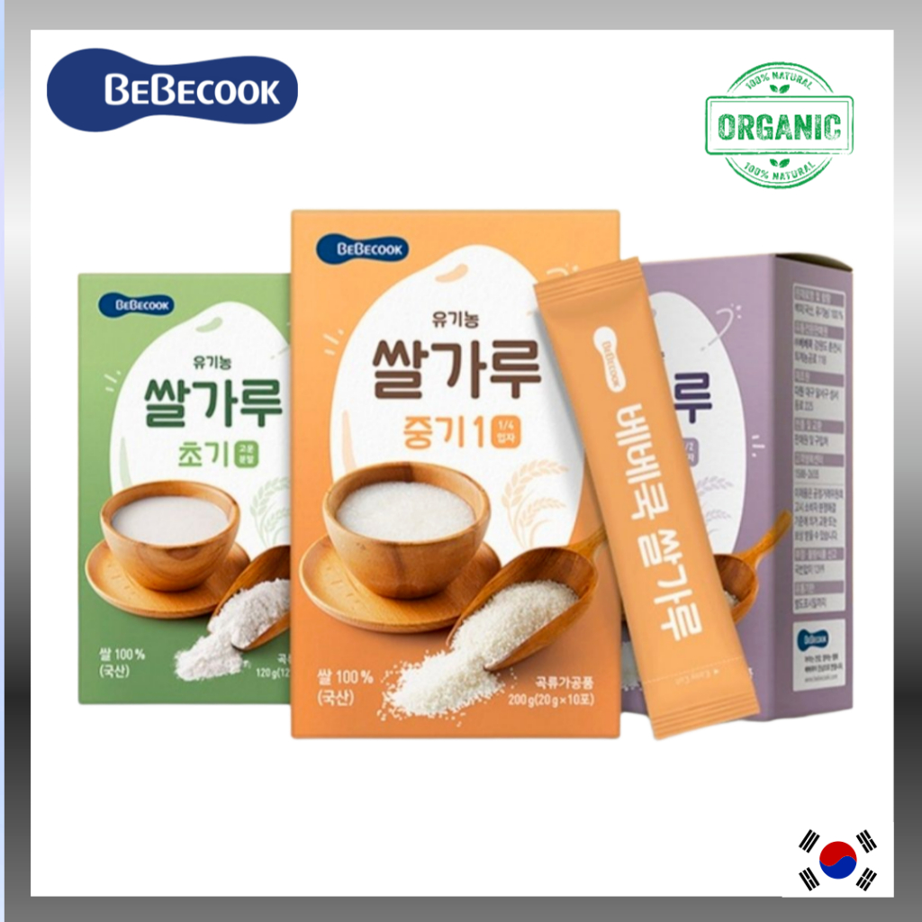 [Bebecook] Bột gạo hữu cơ dùng cho thức ăn trẻ em Hàn Quốc – Bước 1 (4 ~ 6 tháng) / Bước 2 (6 ~ 7 th