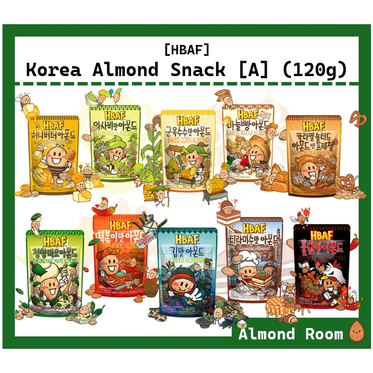 [HBAF] Hạnh nhân Hàn Quốc "A" Series 10 Vị 120g