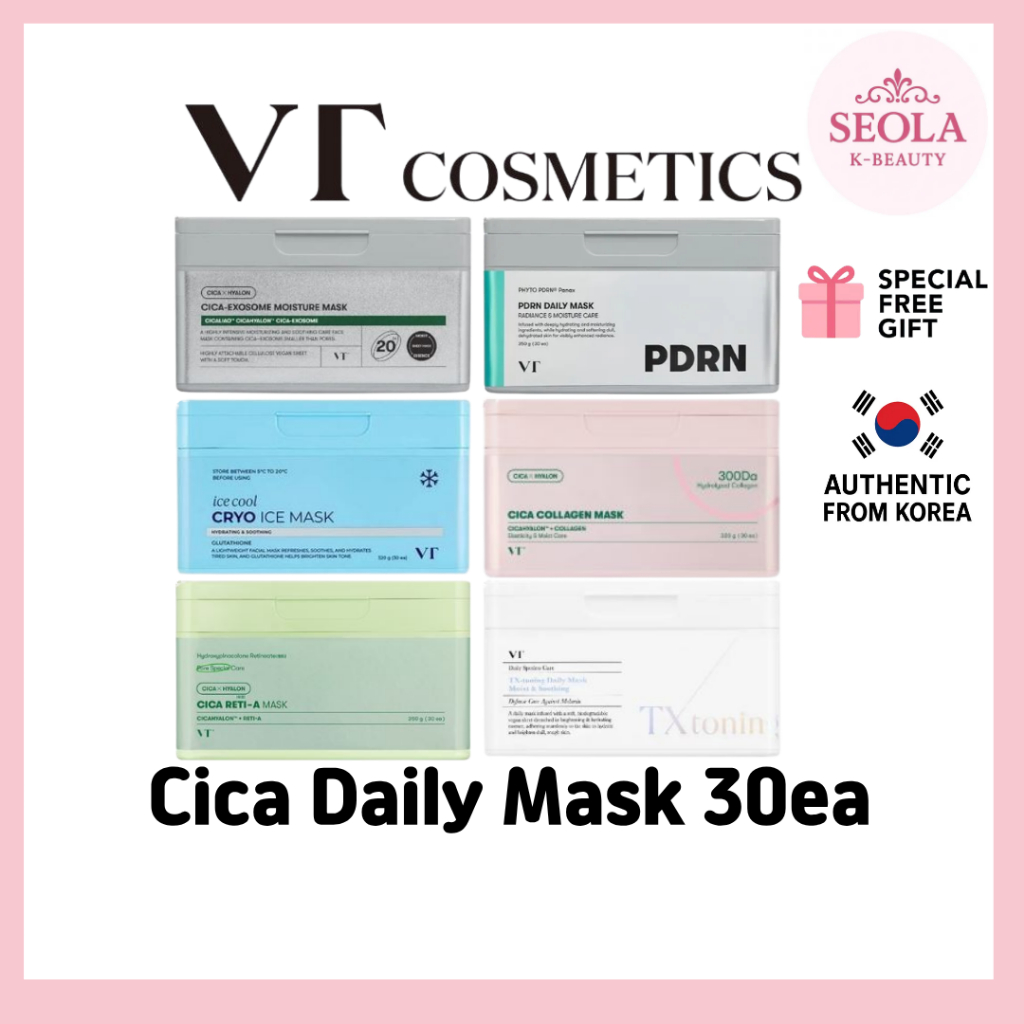 [VT] Cica Daily Mask Sheet Mask / Mặt nạ giấy 30ea (Reti-A / Reedle Shot Vita-Light / PDRN / Collage