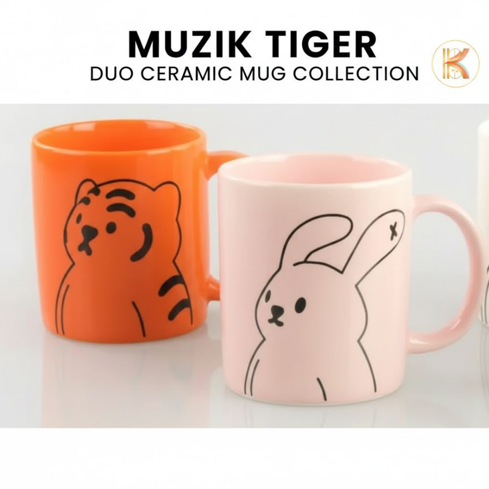 [MUZIK TIGER] Cốc gốm mặt Toong-rang -Orange & Pink (400ml)