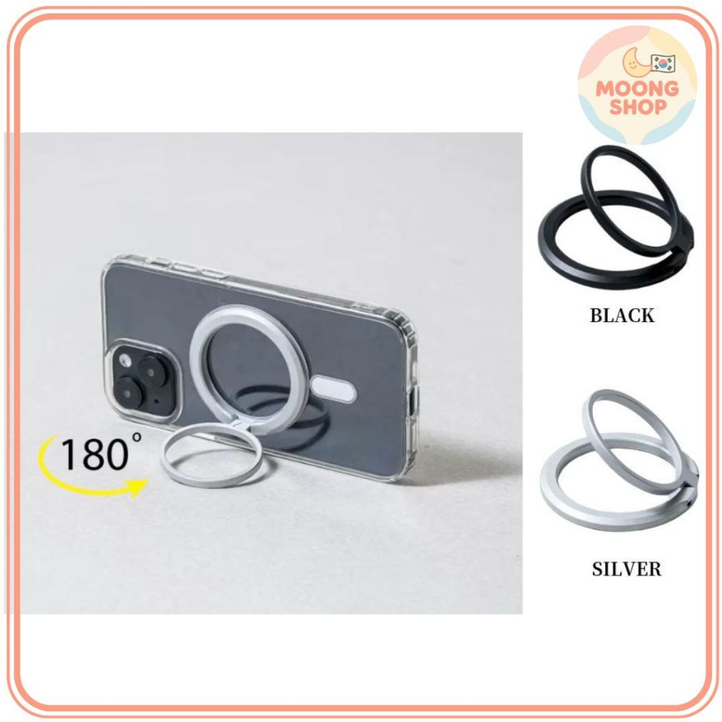 Giá đỡ nhẫn Pop kim loại MagSafe – Chân đế & Tay cầm từ tính mạnh (Đen / Bạc) Vòng MagSafe / Giá đỡ 