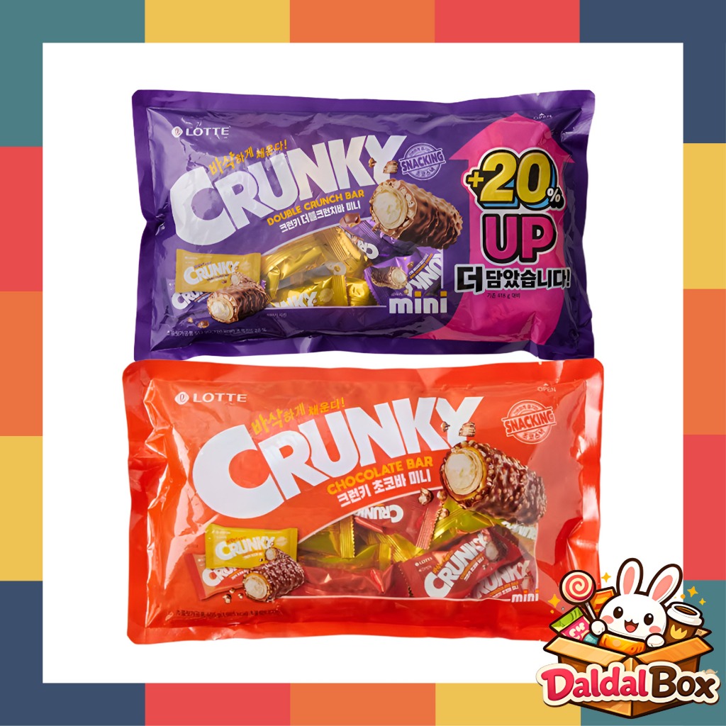 [♥ LOTTE LOTTE ♥] CRUNKY Double Crunch Bar Mini 513g / CRNKY Chocolate Crunch Bar Mini 405g Từ Hàn Q