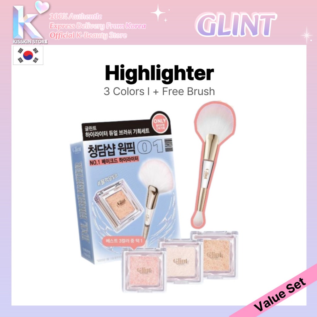 Dự án Highlighter Glint | Lớp má hồng chổi kép | Phát sáng nổi bật | K-Beauty Từ Hàn Quốc
