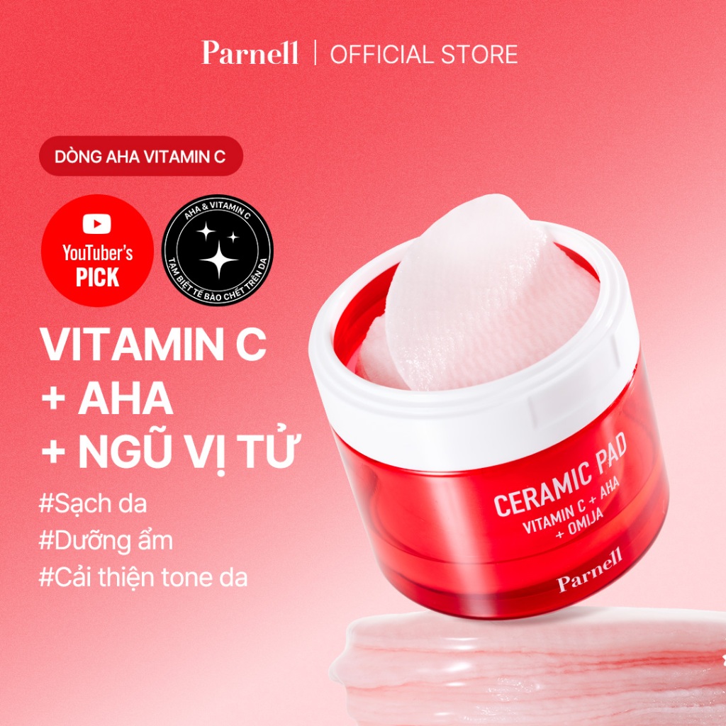 [Parnell Chính hãng] Toner Pad ngũ vị tử AHA tẩy tế bào chết, làm sạch sâu da, cải thiện kết cấu da 