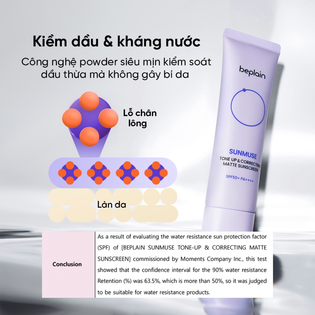 [BEPLAIN X KOL] [Combo độc quyền 50ml X2] Kem chống nắng BEPLAIN Sunmuse lai Vật Lý & Hoá Học Nâng Tone & Hiệu chỉnh da Matte Mịn lì SPF 50+ PA++++ 50mL + 50ml | BigBuy360 - bigbuy360.vn