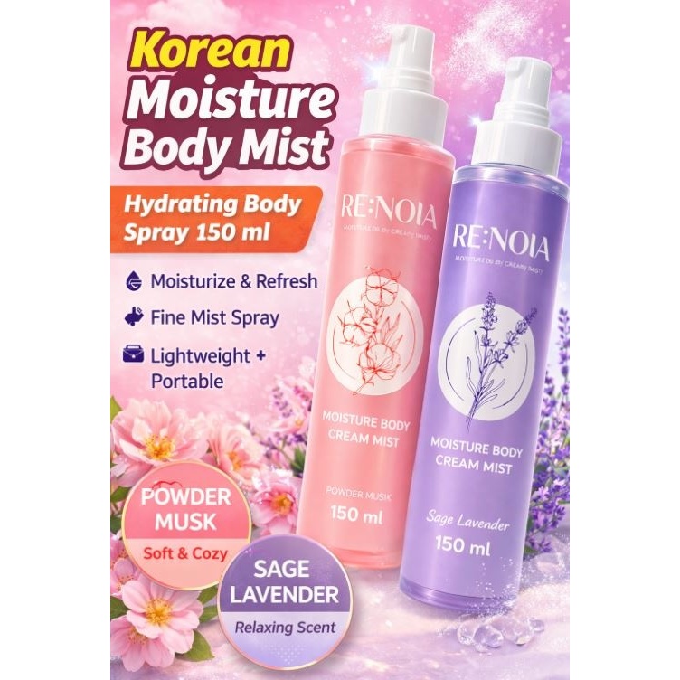 RE: NOIA Moisture Body Cream Mist 150ml Powder Musk / Sage Lavender Hydrating Body Spray Lotion K-Be