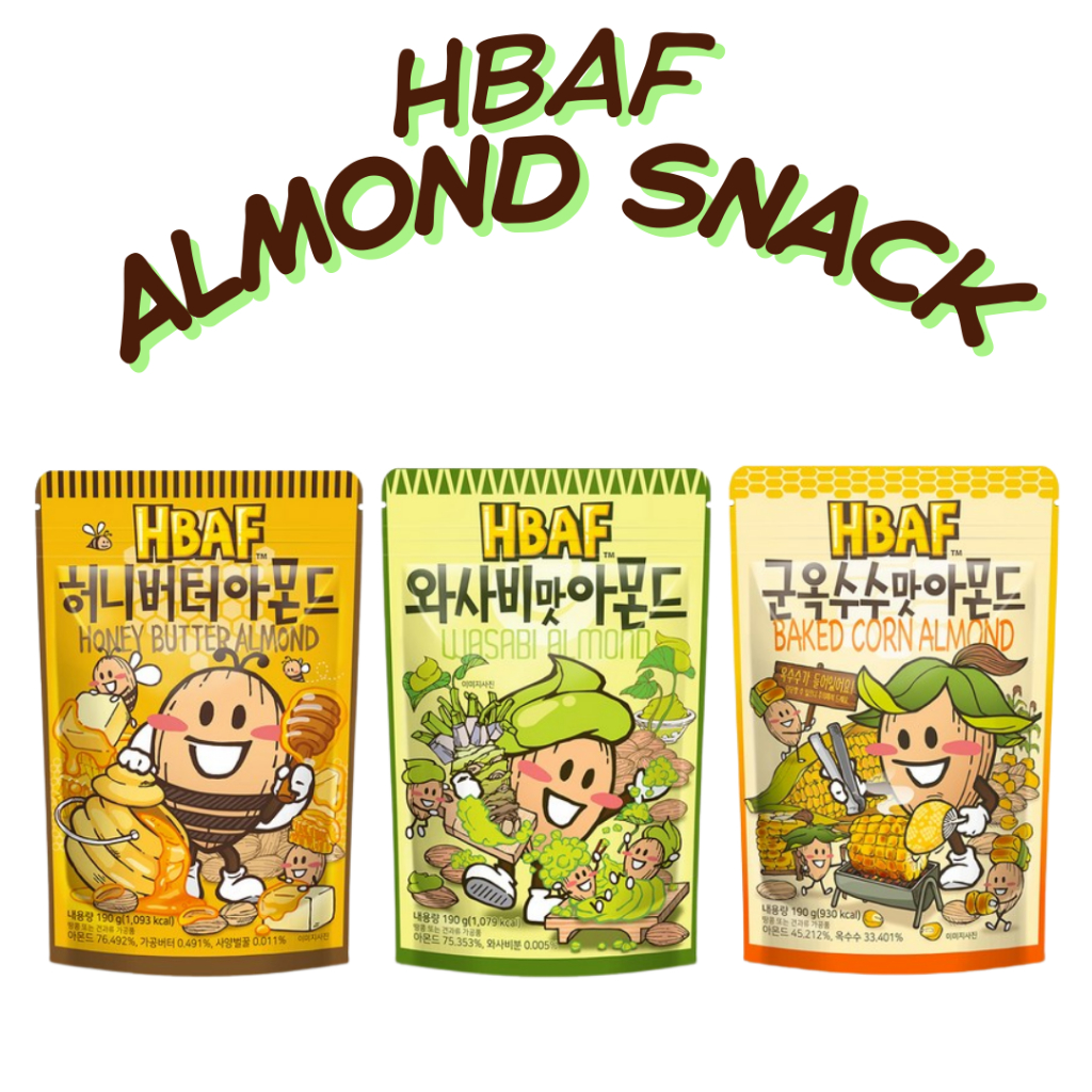 HBAF Hạnh Nhân Hàn Quốc Bơ Mật Ong / Wasabi / Ngô Nướng 190g
