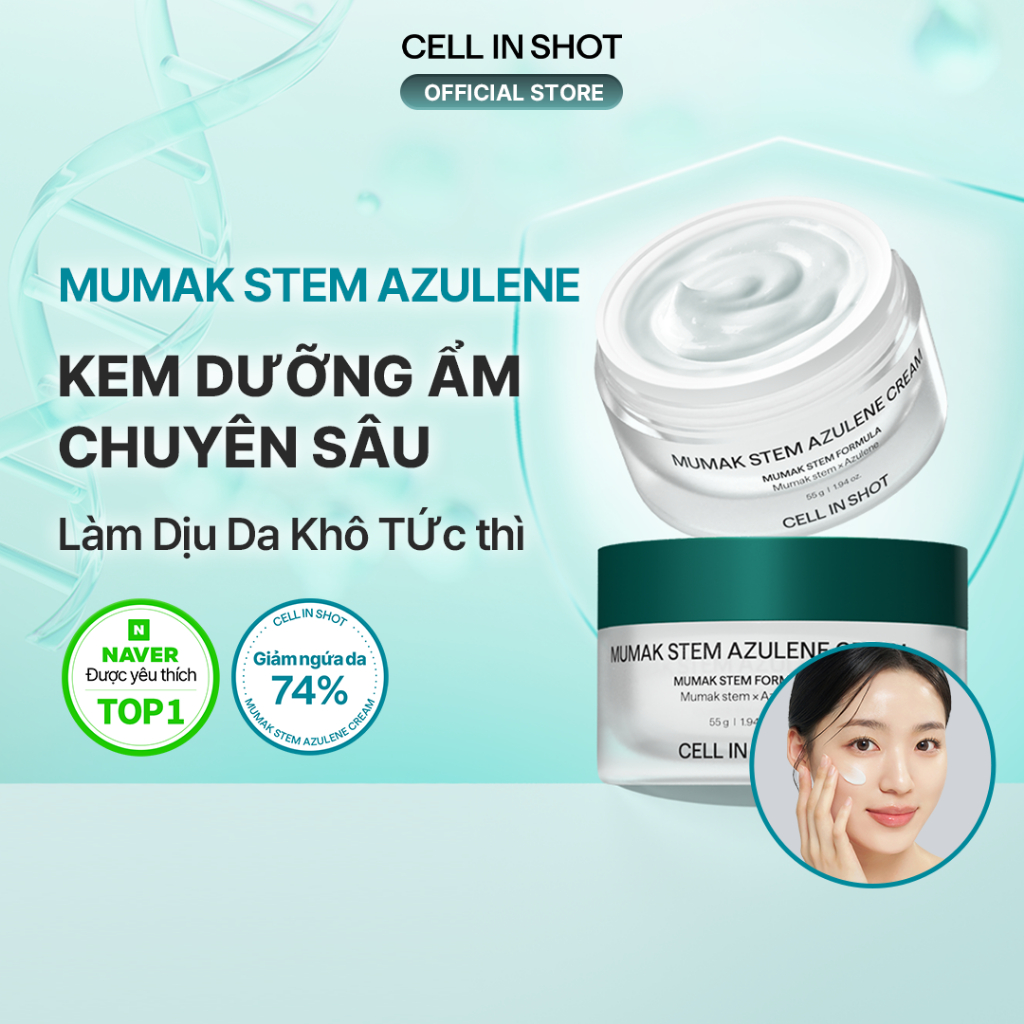 [CELL IN SHOT] Kem dưỡng Mumak Stem Azulene Cream 55g tế bào gốc cho da khô, nhạy cảm, làm dịu và phục hồi da