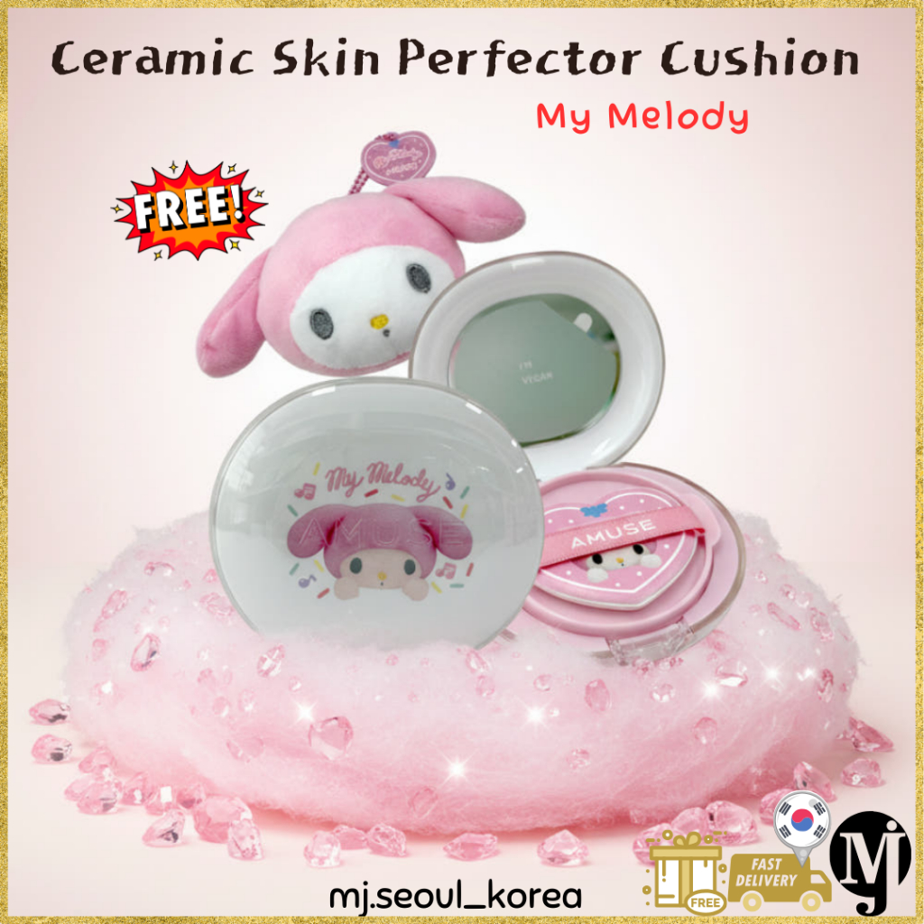 Amuse My Melody Ceramic Skin Perfector Cushion Main 3Colors (Free:My Melody Keychain)