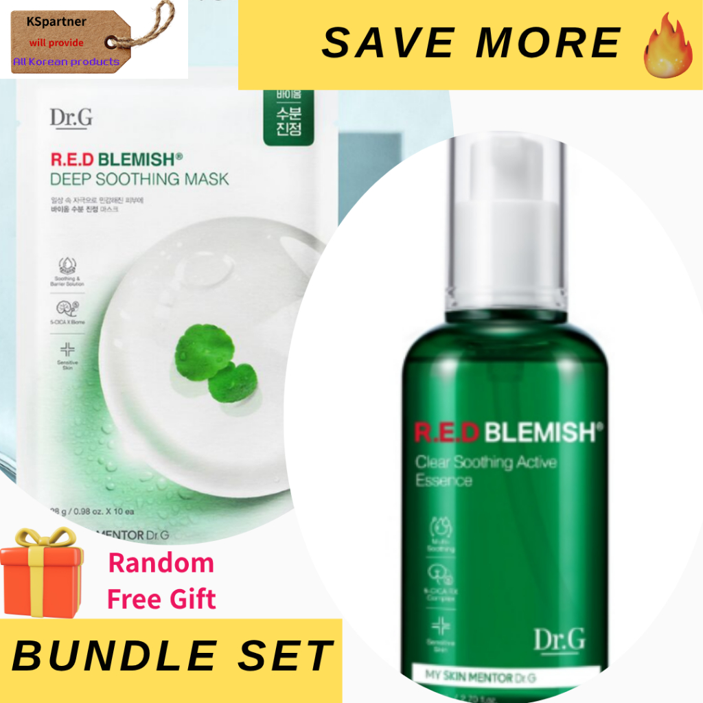 Dr.G Red Blemish Clear Soothing Active Essence (80ml) + Dr.G Red Blemish Deep Soothing Mask Pack