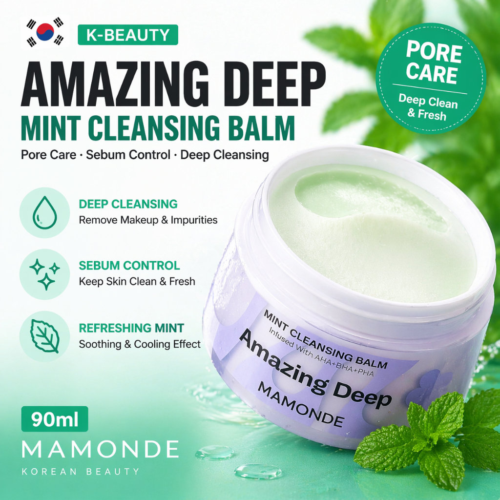 Sữa rửa mặt MAMONDE Amazing Deep Mint 90ml | Chăm sóc lỗ chân lông, Kiểm soát cặn bã & Làm sạch sâu 