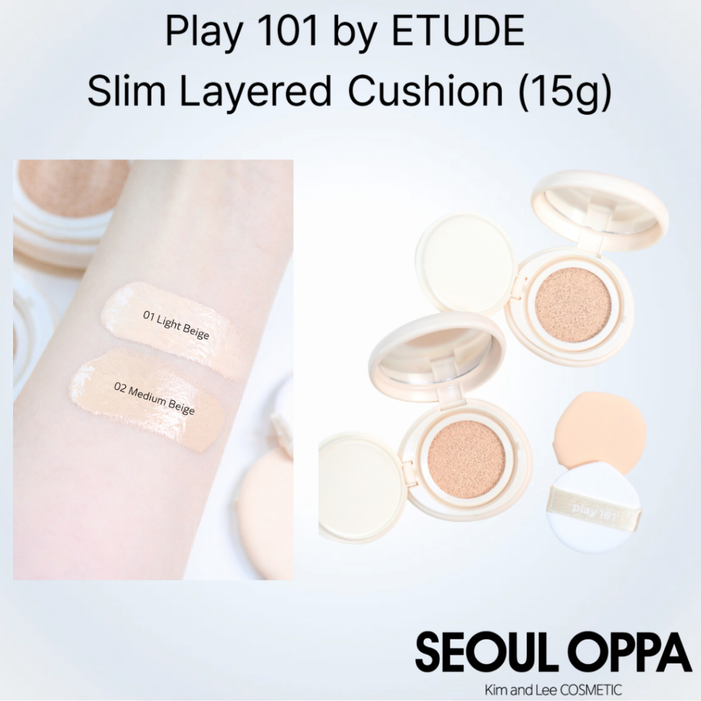 [Play101 by ETUDE] Đệm lót lớp mỏng Play 101 (15g) 2 màu / Slim Layered Cushion/ SeoulOppa